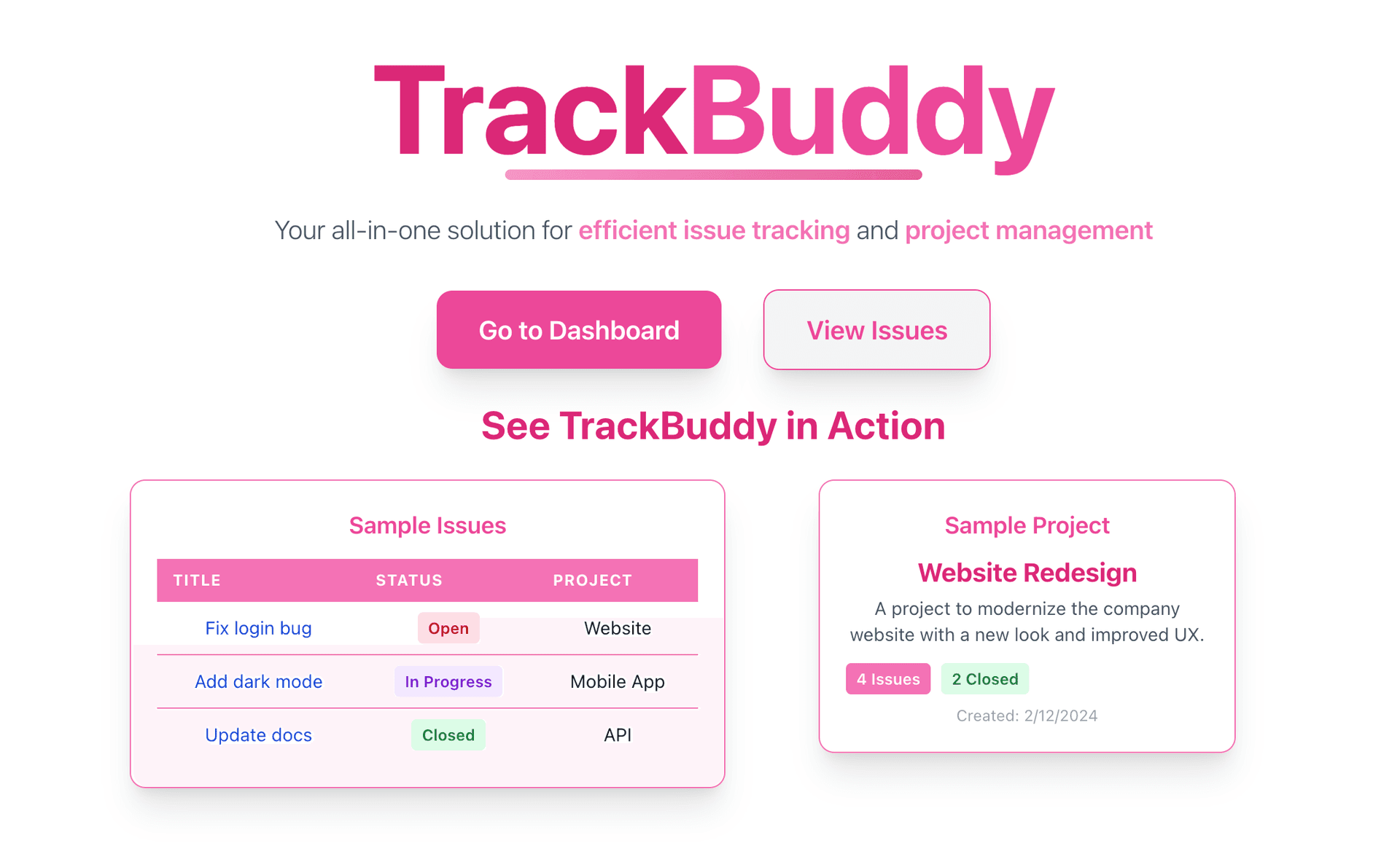 TrackBuddy - Comprehensive Issue Tracker