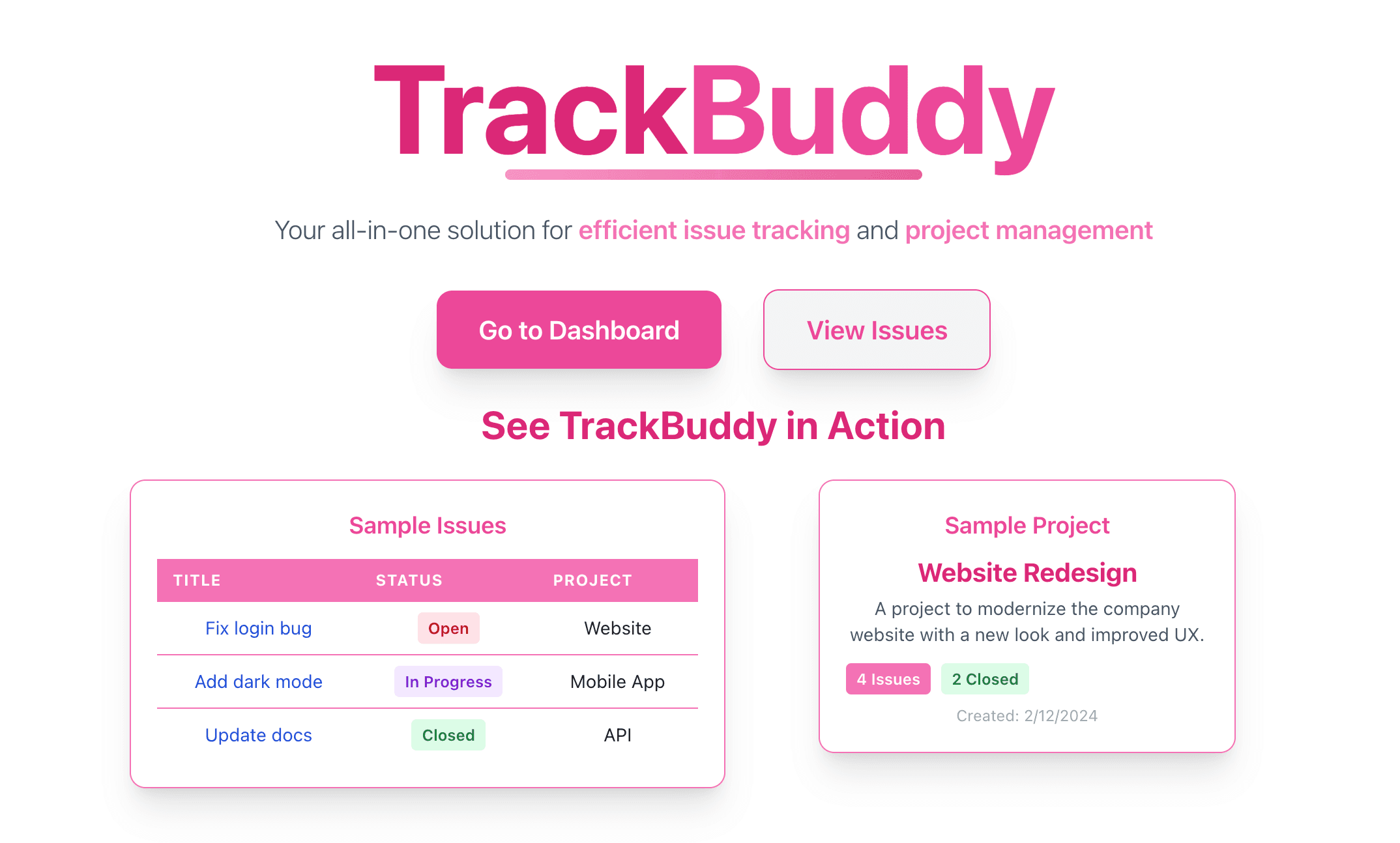 TrackBuddy - Comprehensive Issue Tracker